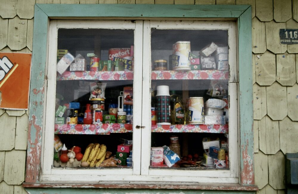 Shop window in Dalcahue Chile with a range of items fore sale